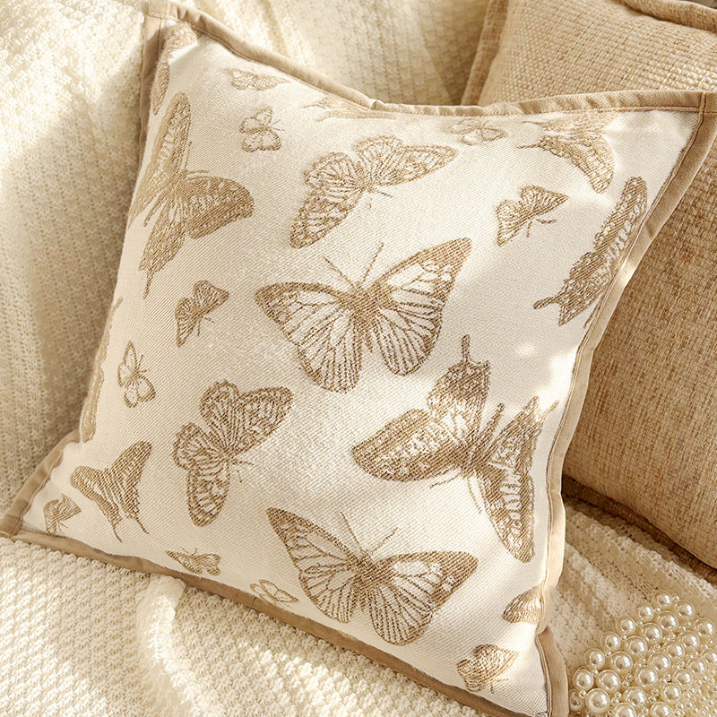 Brown Leaf and Butterfly Pillow Covers, Warm Neutral Textured Designs for Cozy Sofas and Bedrooms