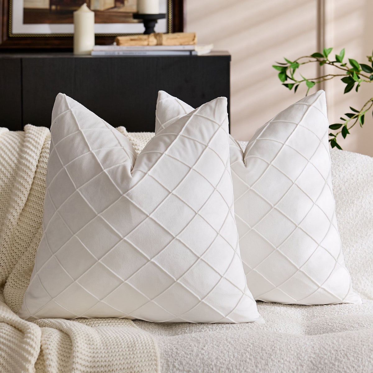 Solid Velvet Pillow Cover in 21 Colors, Decorative Square and Lumbar Cushion Cover for Sofas, Bedrooms and Cozy Home Styling