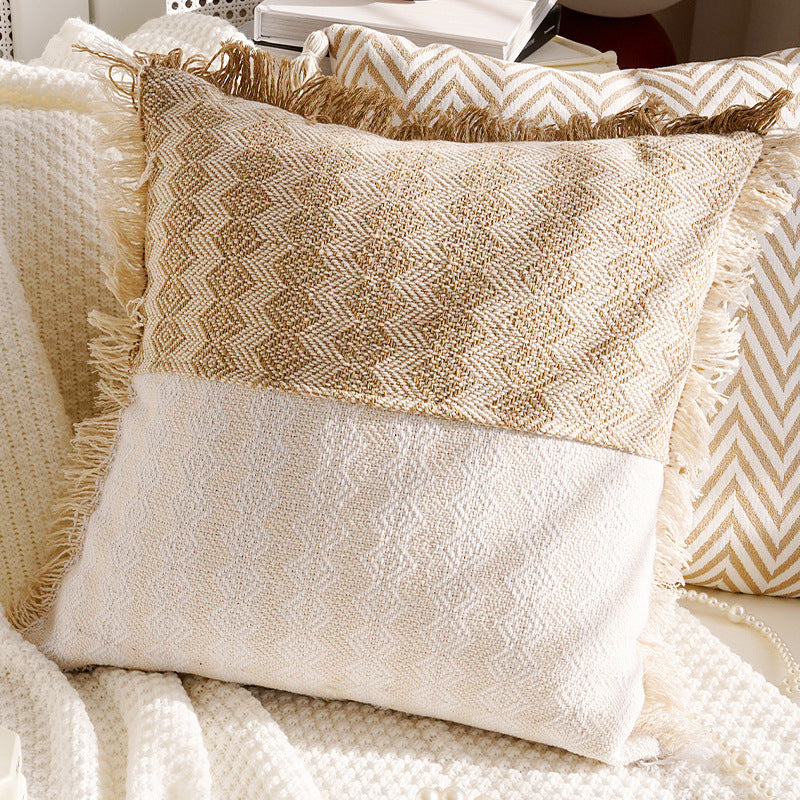 Cream and Cocoa Textured Pillow Covers, Floral, Tassel and Geometric Designs for Cozy Living Rooms and Bedrooms