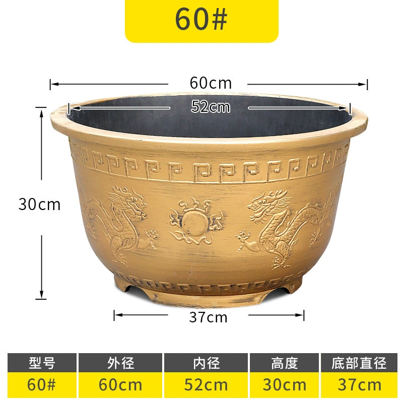 Vintage Resin Flower Pot with Historical Craftsmanship, Outer Diameter 29.5-149cm & Inner Diameter 25-130cm, Retro Planter for Indoor/Outdoor Garden Decoration