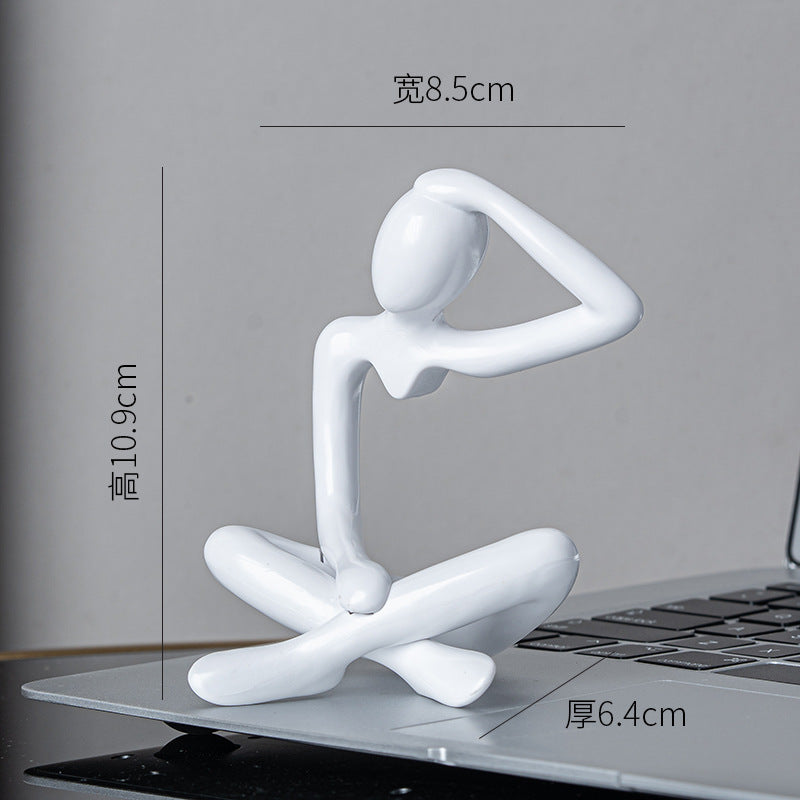 Abstract Thinker Figurine in Four Seated Poses and Four Colors, Modern Mini Sculpture for Desks, Shelves and Creative Gifts