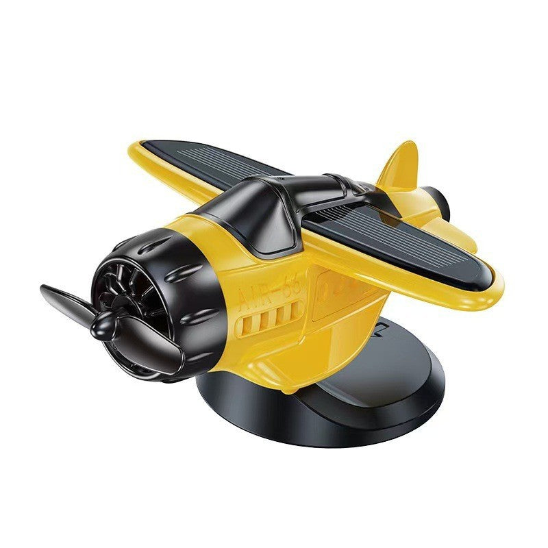 Light-Activated Spinning Airplane Car Accent, Mini Dashboard Ornament in Yellow or White for Playful Drives