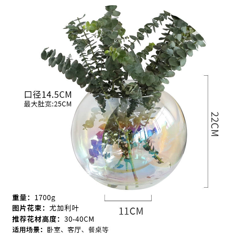 Handcrafted Iridescent Glass Vase for Flowers & Candles