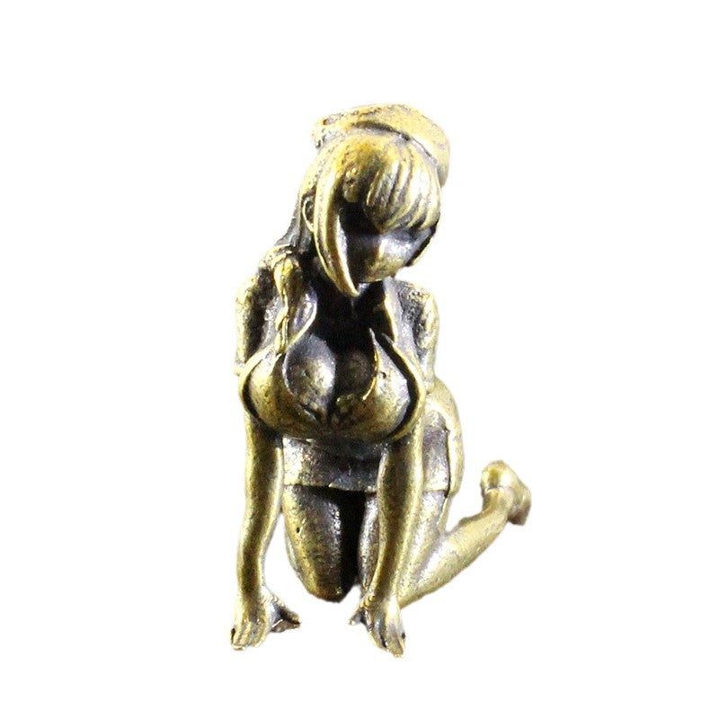 Tiny Kneeling Woman Sculpture, Gold Tone or Silver Tone Mini Figurine for Desks, Shelves, Miniature Scenes and Thoughtful Gifts