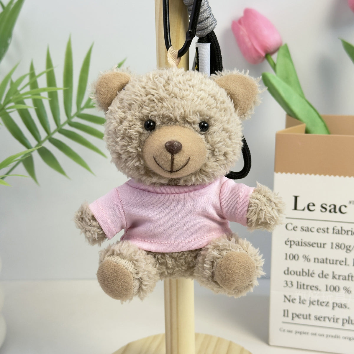 Outfit Teddy Bear Plush Bag Charm, 11 cm Mini Stuffed Bear Keychain in Colorful Sweaters and Shirts