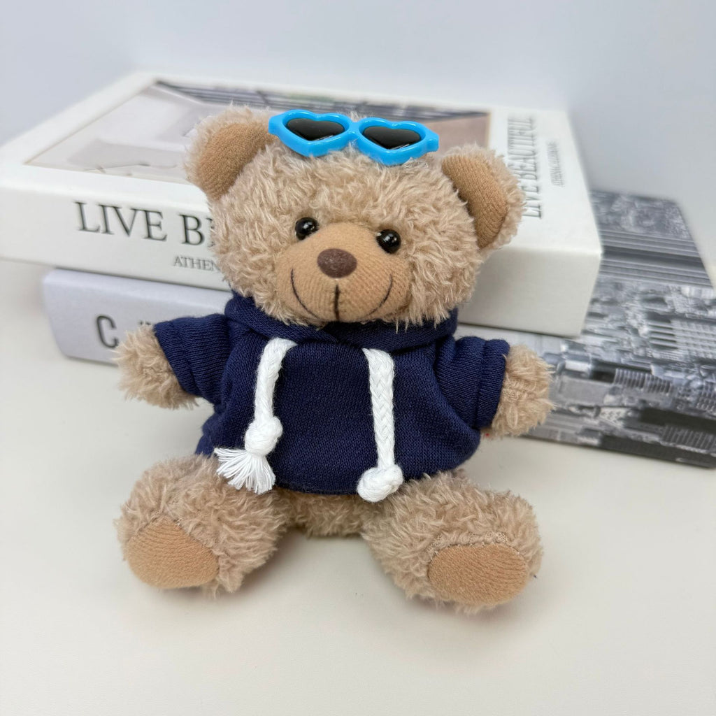 Outfit Teddy Bear Plush Bag Charm, 11 cm Mini Stuffed Bear Keychain in Colorful Sweaters and Shirts