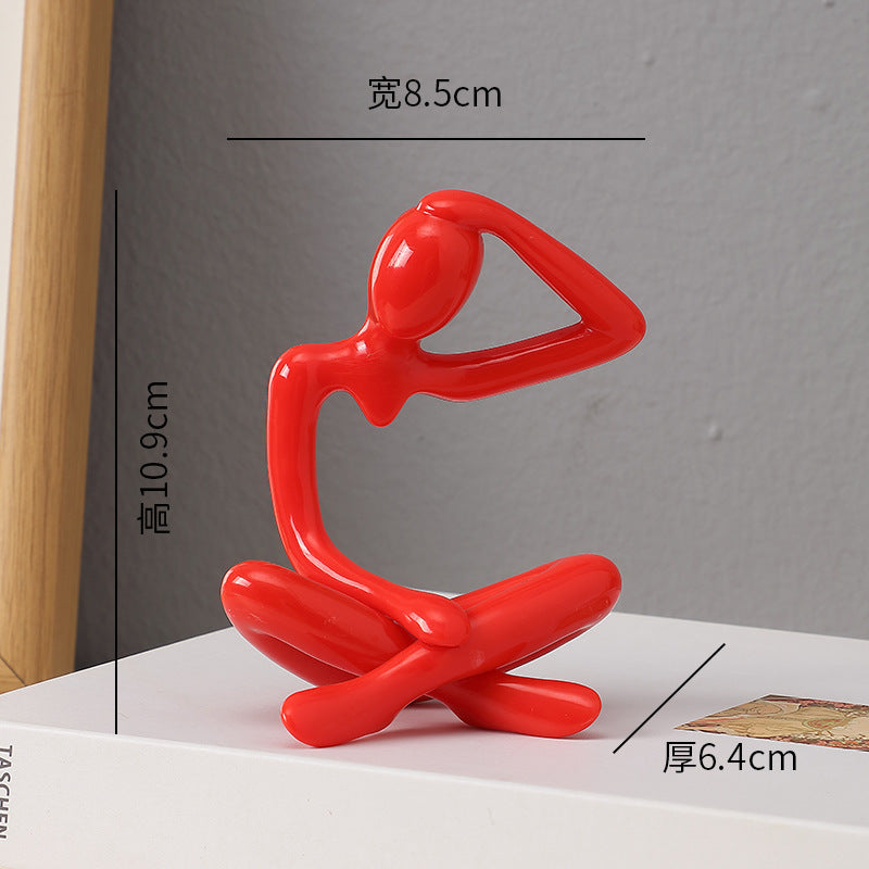 Abstract Thinker Figurine in Four Seated Poses and Four Colors, Modern Mini Sculpture for Desks, Shelves and Creative Gifts