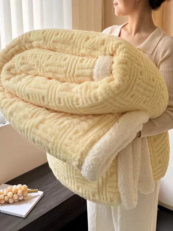 Handmade Coral Fleece Lamb Fleece Blanket