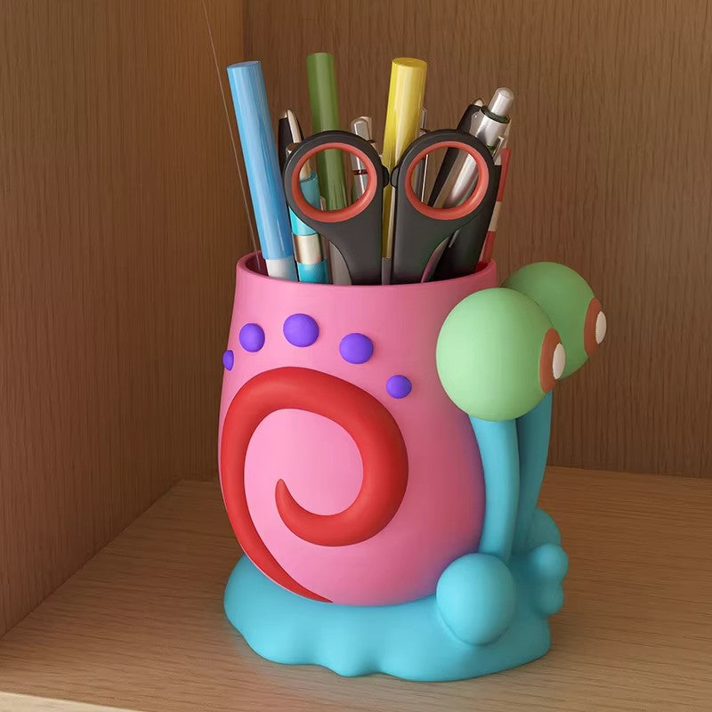 Colorful Snail Pencil Holder, Playful Animal Desk Organizer for Pens, Brushes and Creative Workspaces
