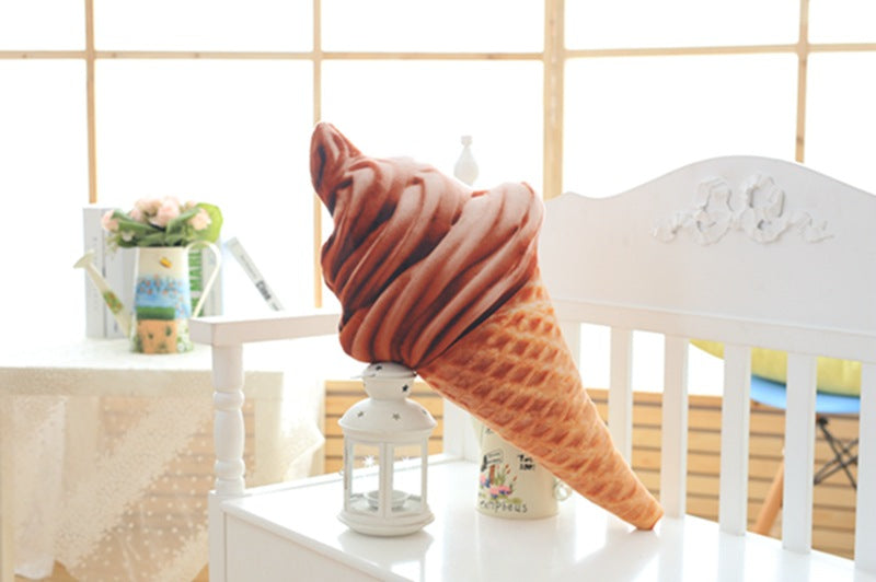Whimsical Ice Cream Cone Plush Toy, 22 or 30 cm Soft Dessert Cushion in Colorful Swirl, Cherry, Matcha and Chocolate Styles