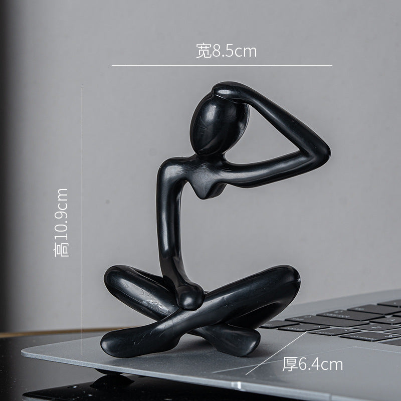 Abstract Thinker Figurine in Four Seated Poses and Four Colors, Modern Mini Sculpture for Desks, Shelves and Creative Gifts
