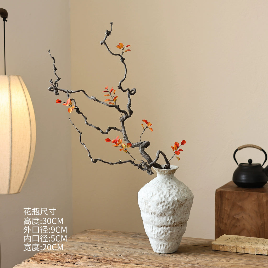 Snowfall Wabi Sabi style ceramic vase Zen retro rough pottery jar