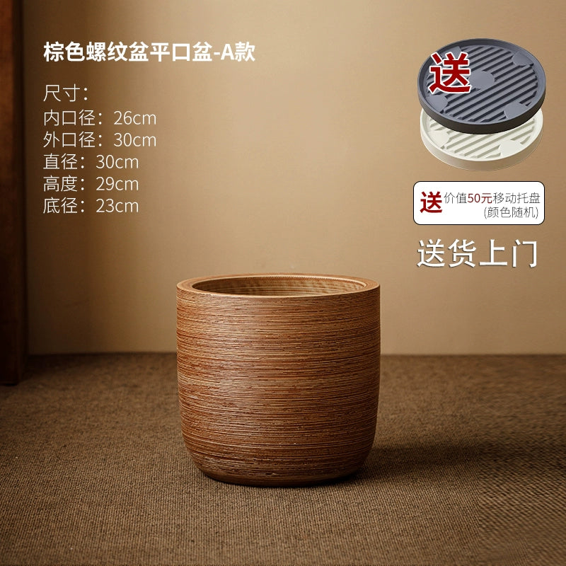 Large caliber ceramic flower pot villa courtyard turtle backed bamboo tree planting green plant vat decoration floor to ceiling large vase