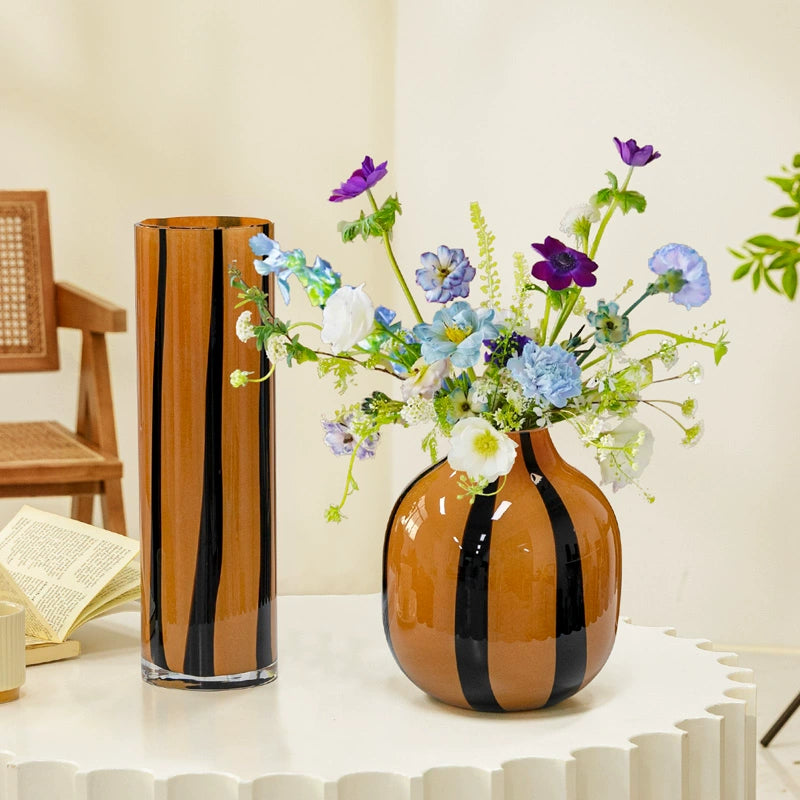 Caramel colored antique glass vase