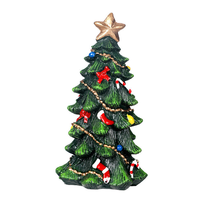 Mini Resin Christmas Tree Ornament, Festive Tabletop Decoration in 9 cm or 13 cm for Cozy Holiday Displays