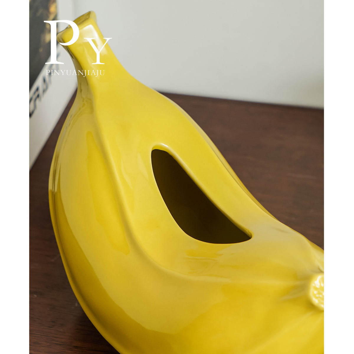 Playful Banana Tissue Box Cover, Sculptural Fruit-Shaped Tissue Holder in Original Yellow, Glossy Yellow or Blue for Modern Tables