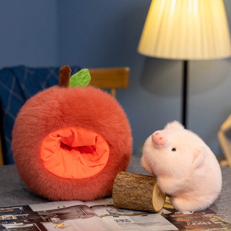 Apple Pig Plush Toy, 30 cm Round Fruit Costume Animal Friend for Cozy Rooms and Thoughtful Gifts