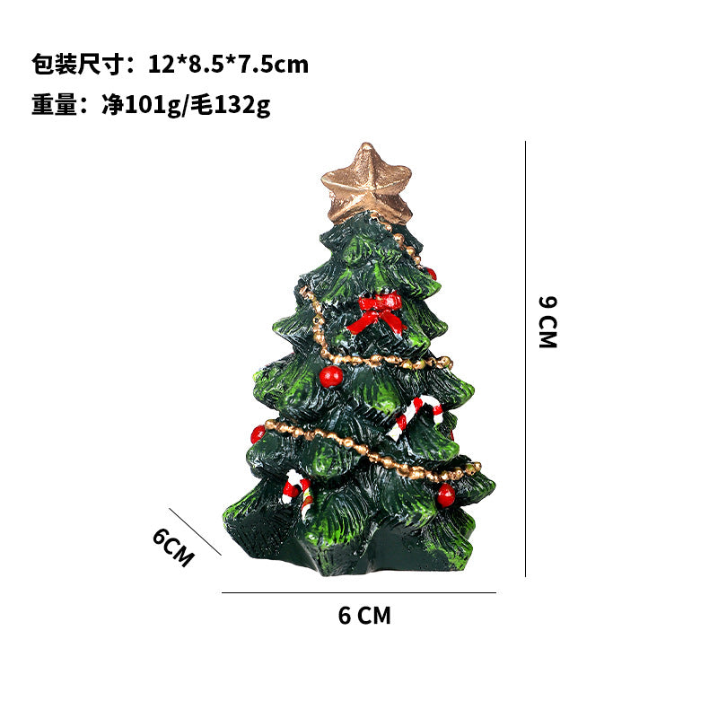 Mini Resin Christmas Tree Ornament, Festive Tabletop Decoration in 9 cm or 13 cm for Cozy Holiday Displays