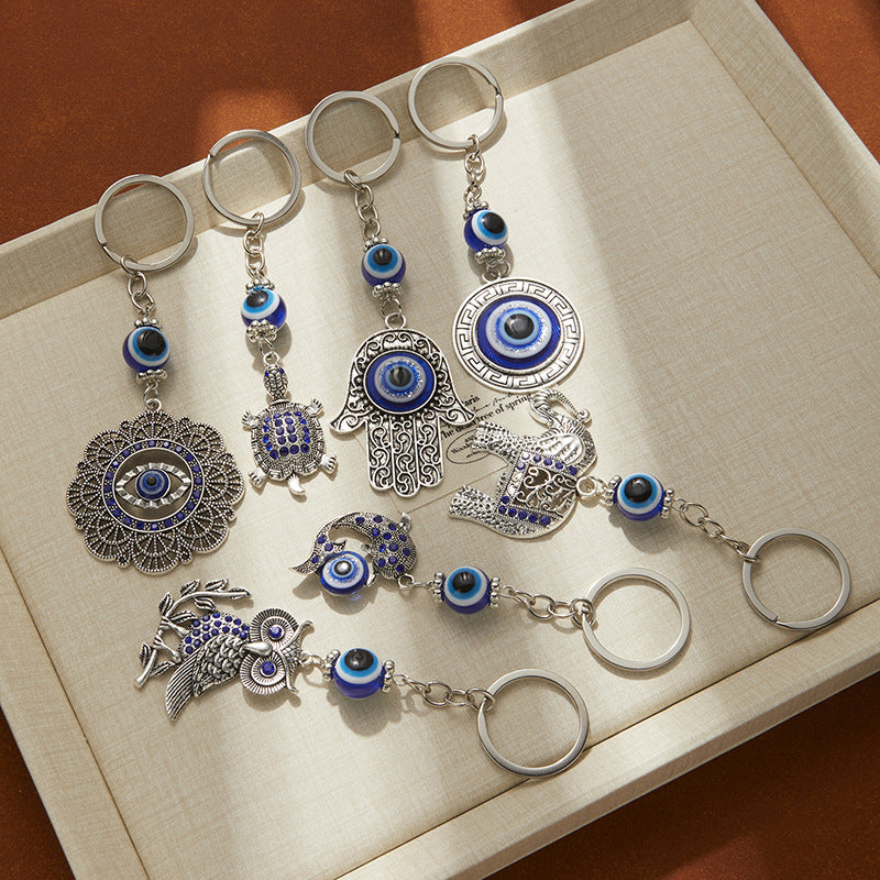 Evil Eye Keychain - Protection Lucky Charm | Boho Crystal Bag & Car Key Accessory