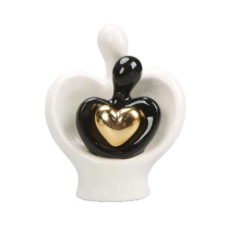 Couple Heart Figurine, Modern Sculptural Love Accent for Desks, Entryway Shelves, Anniversaries and Thoughtful Gifts