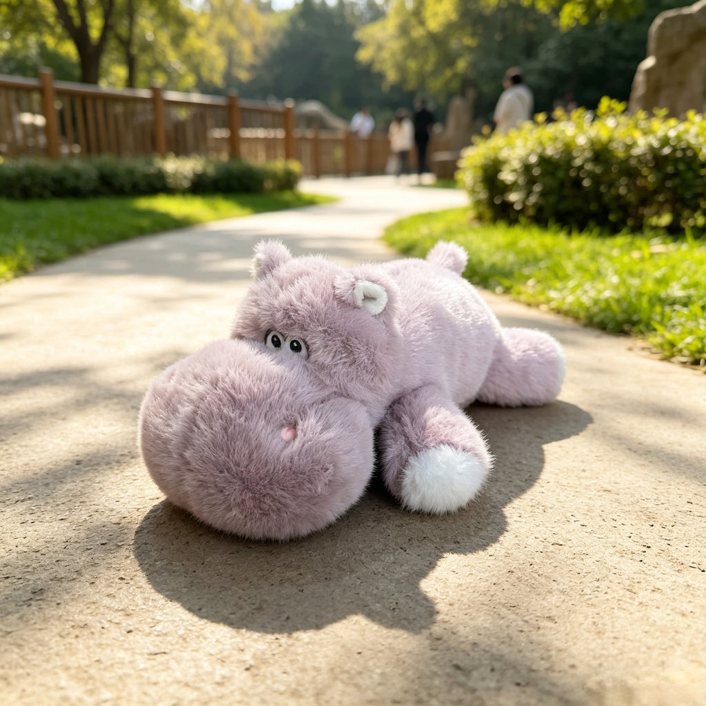 Cuddly Hippo Plush Toy, 28 cm Soft Animal Friend in Purple Orange or Blue for Cozy Rooms and Gifts