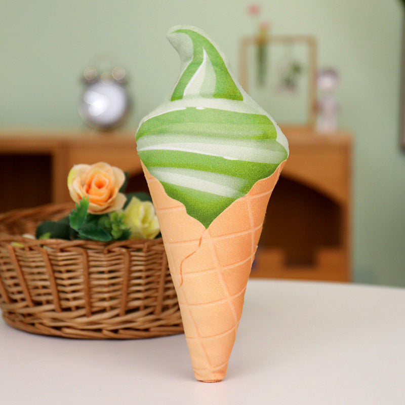 Whimsical Ice Cream Cone Plush Toy, 22 or 30 cm Soft Dessert Cushion in Colorful Swirl, Cherry, Matcha and Chocolate Styles
