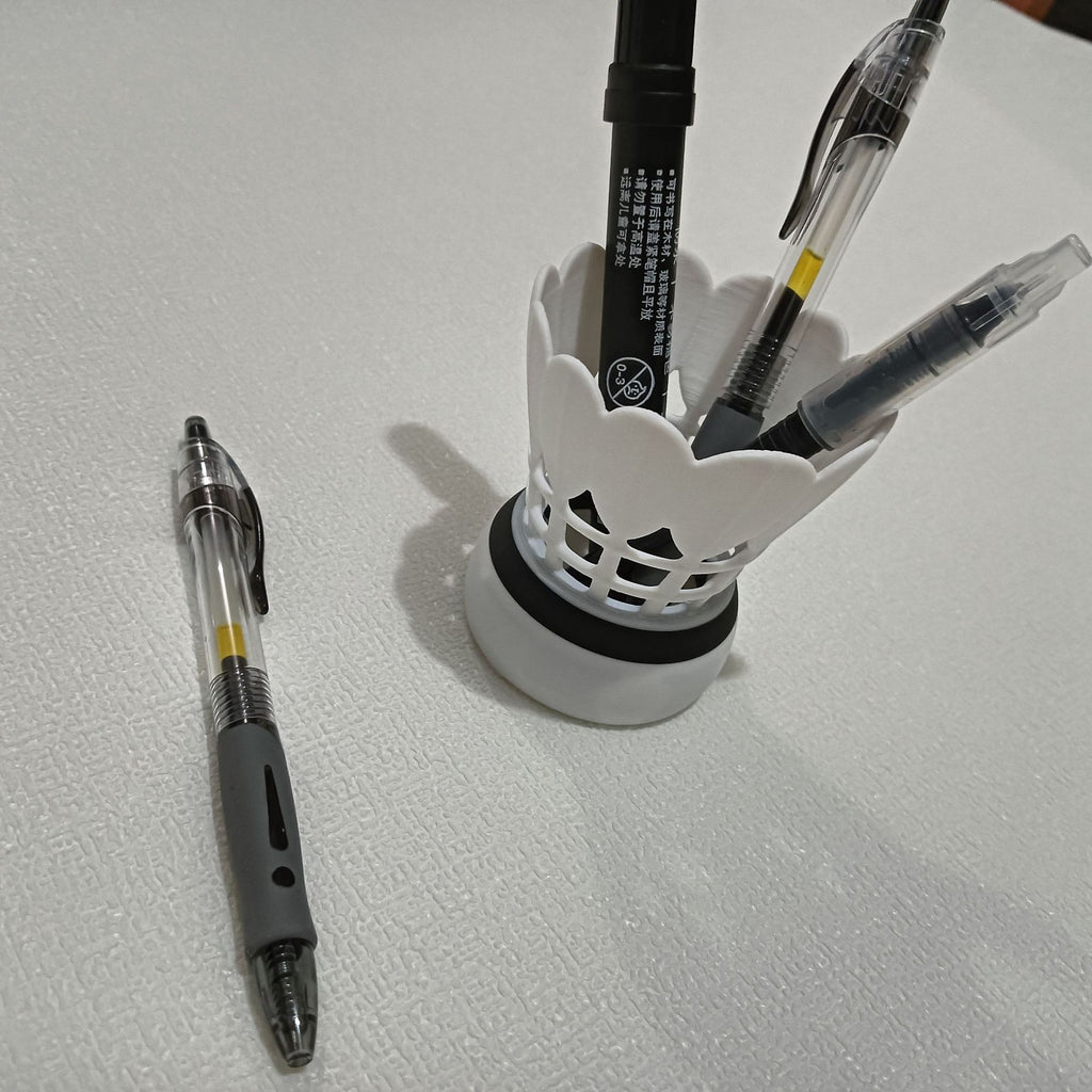 Badminton Shuttlecock Pencil Holder, Sculptural Desk Organizer in White or Black for Pens, Brushes and Playful Workspaces