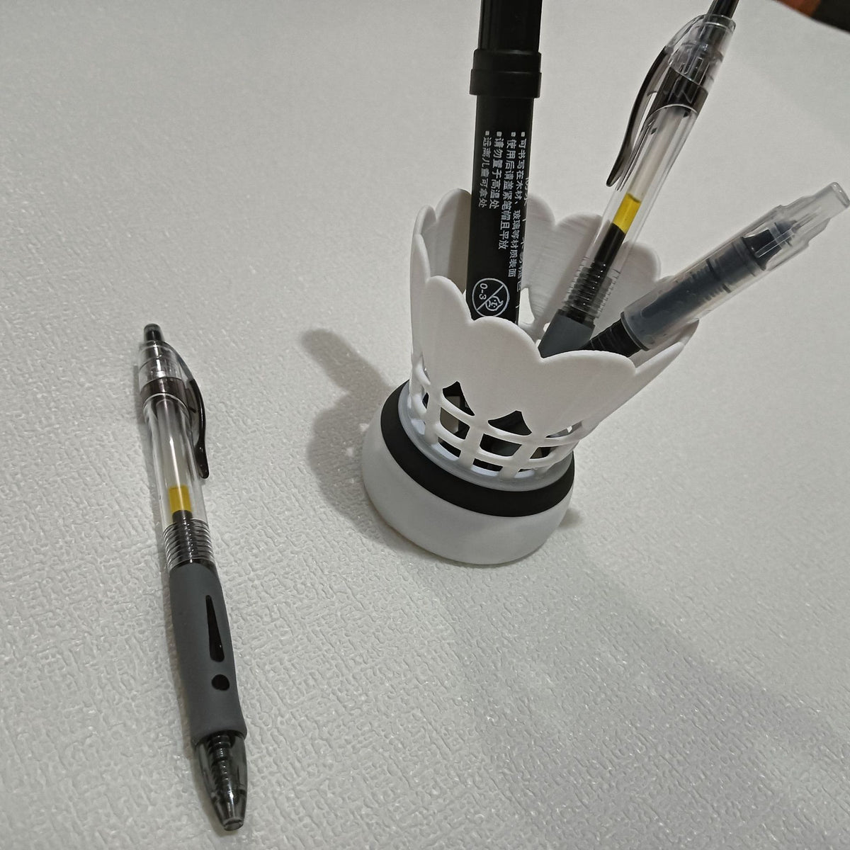 Badminton Shuttlecock Pencil Holder, Sculptural Desk Organizer in White or Black for Pens, Brushes and Playful Workspaces