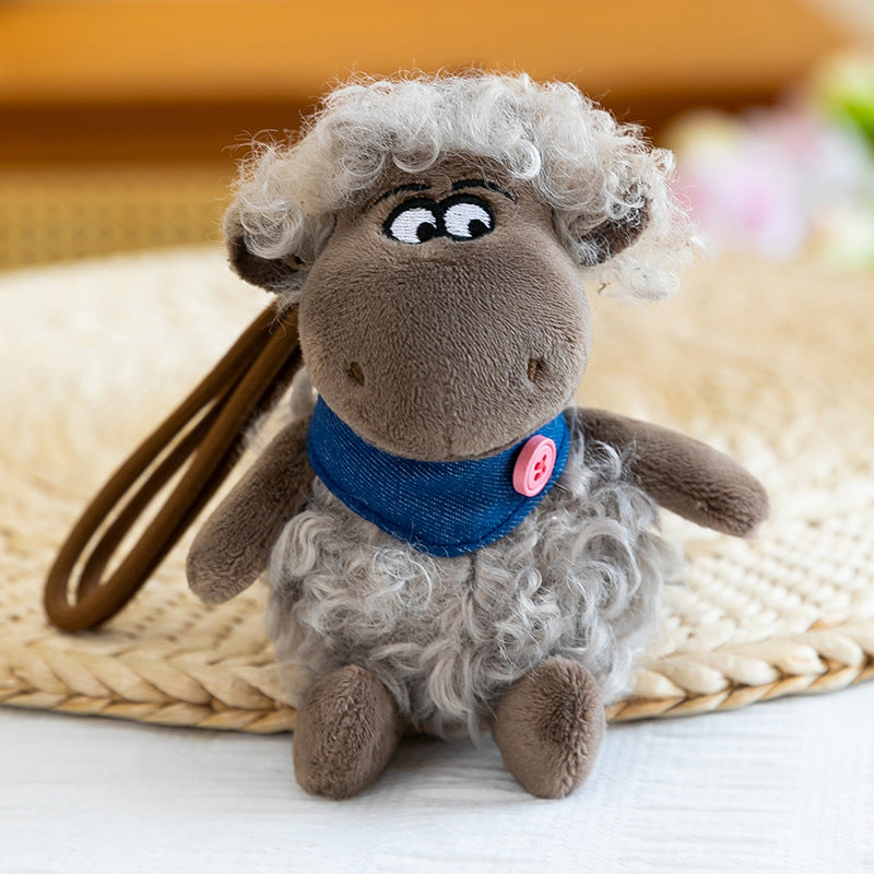 Fluffy Lamb Plush Bag Charm, 13 cm Mini Sheep Keychain with Scarf or Backpack for Handbags, Backpacks and Thoughtful Gifts