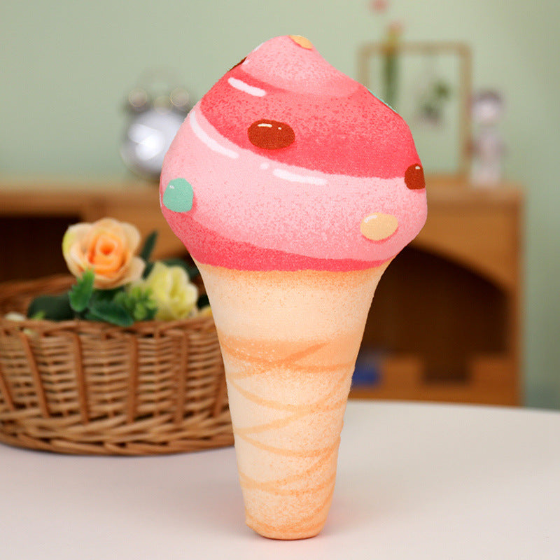 Whimsical Ice Cream Cone Plush Toy, 22 or 30 cm Soft Dessert Cushion in Colorful Swirl, Cherry, Matcha and Chocolate Styles