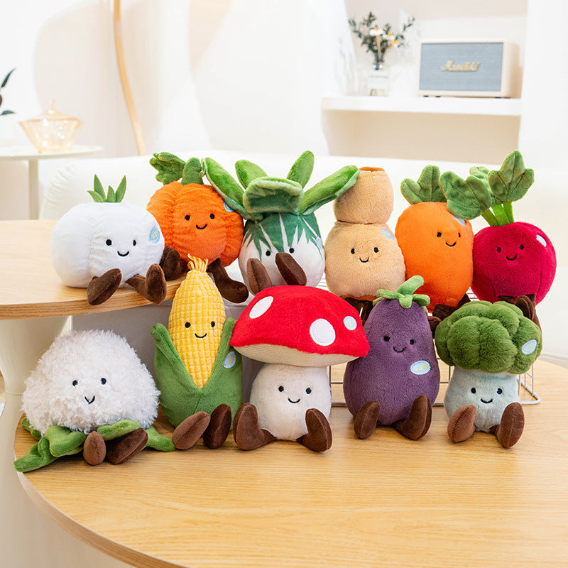 Cute Fruit and Vegetable Plush Toys, 18 Mini Stuffed Food Friends from Strawberry and Pineapple to Corn and Pumpkin for Playful Gifts
