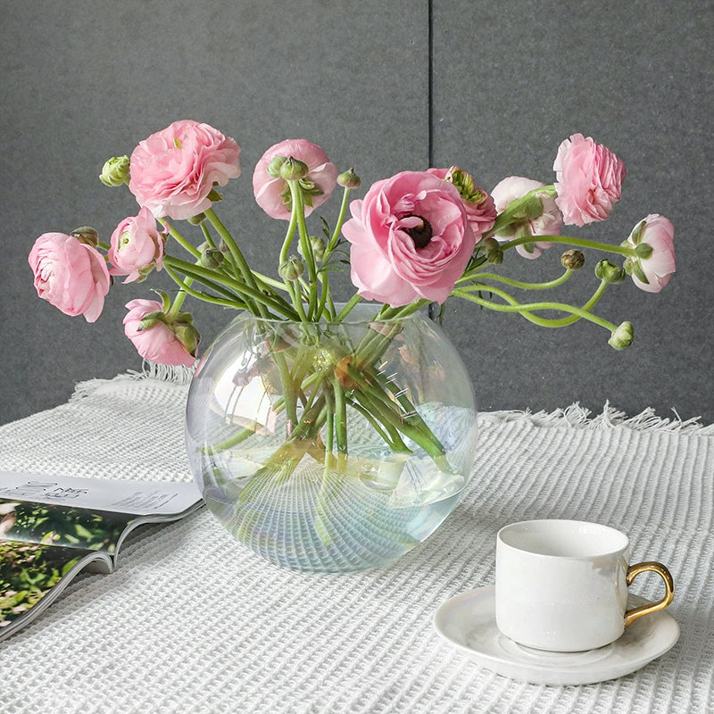 Handcrafted Iridescent Glass Vase for Flowers & Candles