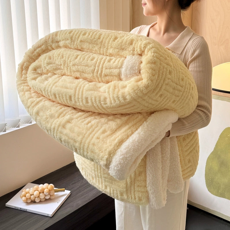 Handmade Coral Fleece Lamb Fleece Blanket