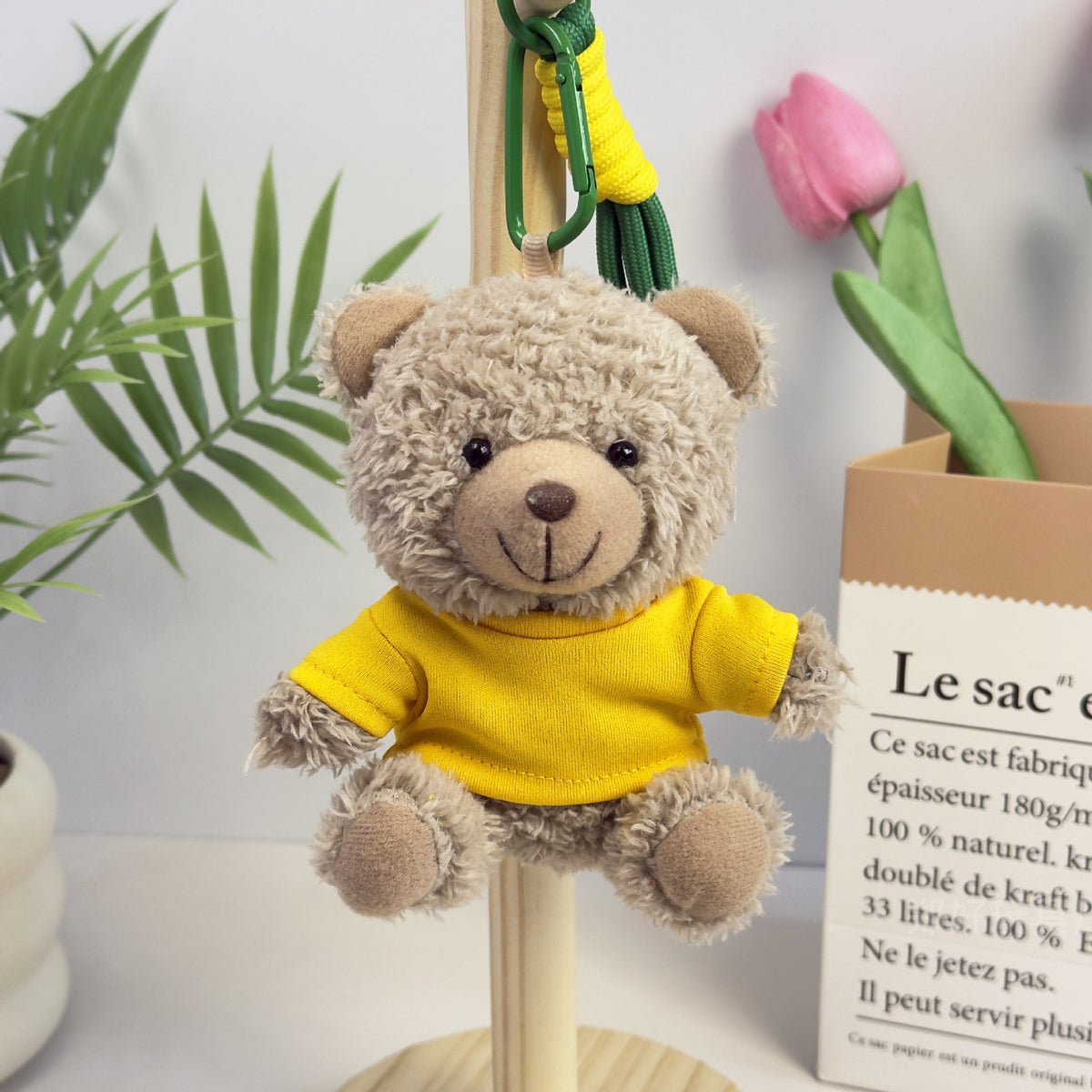 Outfit Teddy Bear Plush Bag Charm, 11 cm Mini Stuffed Bear Keychain in Colorful Sweaters and Shirts