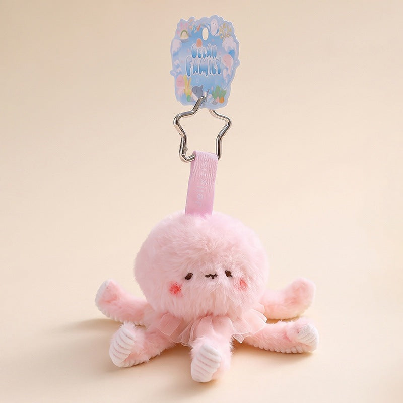 Mini Ocean Animal Plush Bag Charm, 12 cm Sea Creature Keychain in 13 Styles for Backpacks, Handbags and Playful Gifts