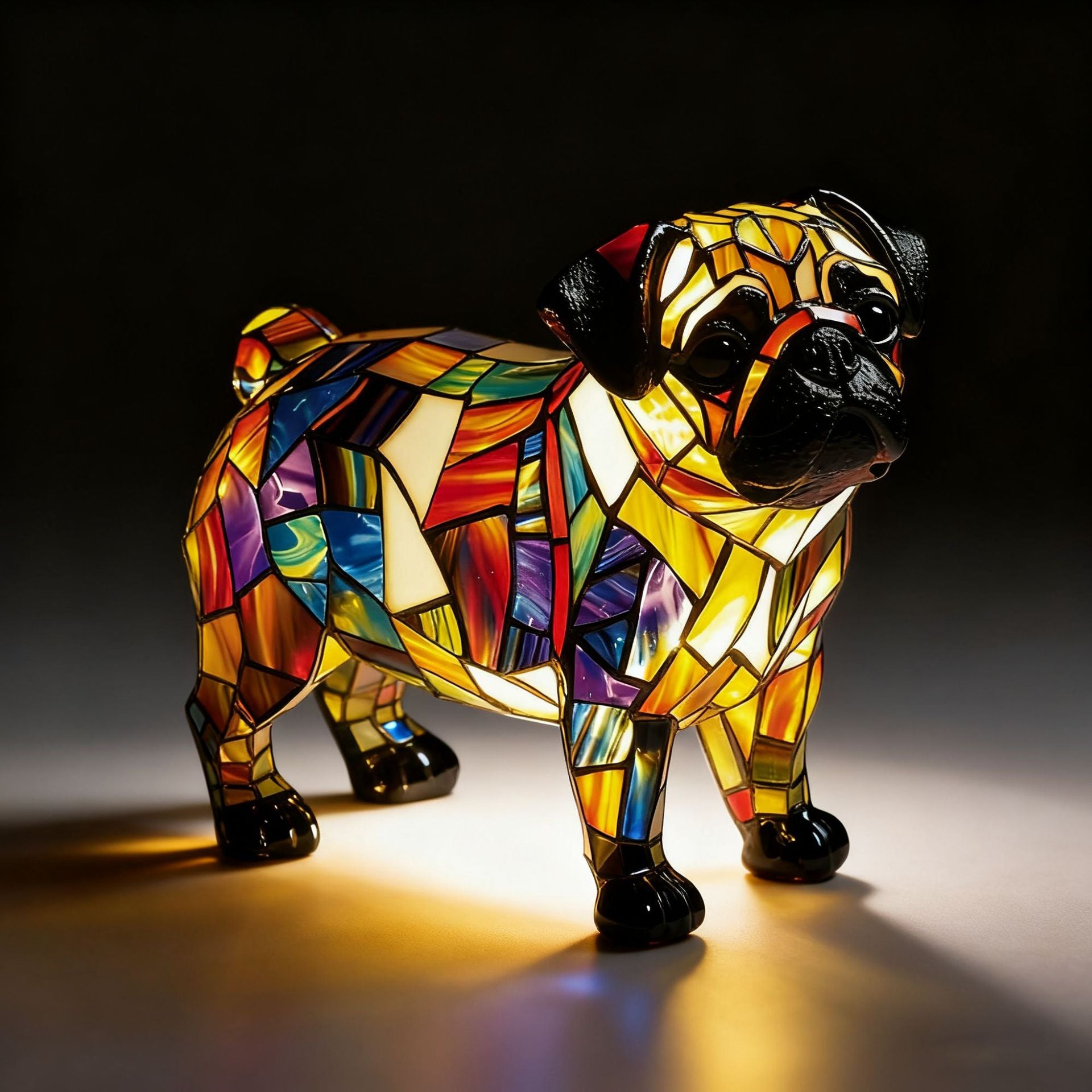 Resin Stained Glass Pet Lamp - Dog/Cat Night Light for Bedroom | Pet Lover Decor | Dachshund/Beagle/Black Cat Table Lamp