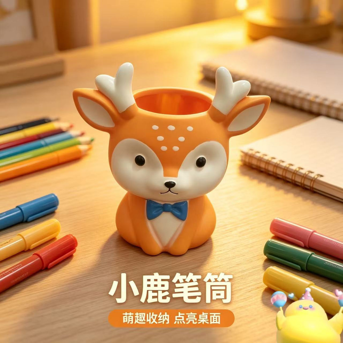 Whimsical Animal Pencil Holder, Squirrel, Cat or Deer Desk Cup for Pens, Brushes and Cozy Workspace Decor
