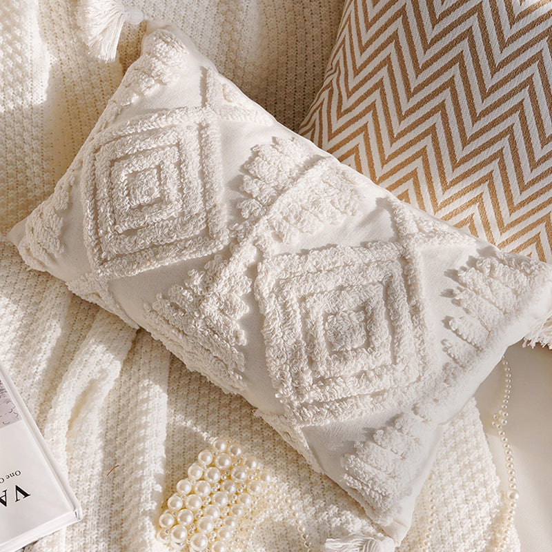 Cream and Cocoa Textured Pillow Covers, Floral, Tassel and Geometric Designs for Cozy Living Rooms and Bedrooms