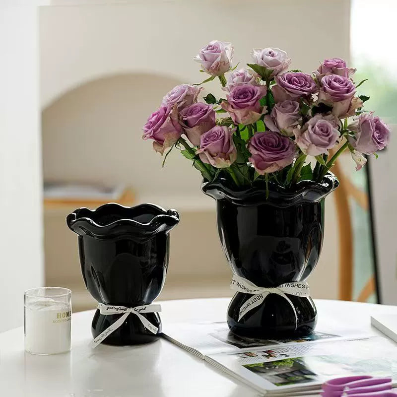 Handblown Cream Soft - Shaped Decorative Vases