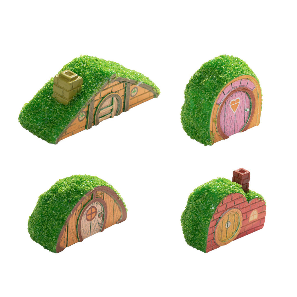 Tiny Woodland Cottage Miniatures, Complete 6 Piece Storybook House Set for Fairy Gardens, Terrariums and Desks