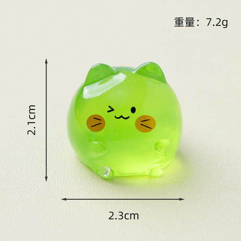 Pastel Mini Cat Figurine Set of 7, Colorful Rounded Kitty Ornaments for Desk Displays and Miniature Scenes