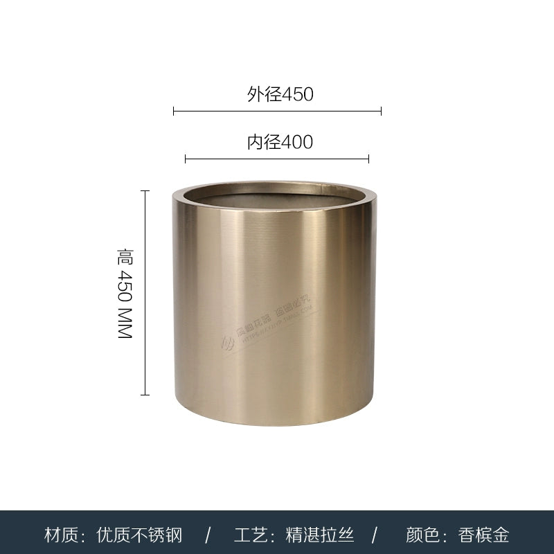 Nordic Creative Cylindrical Stainless Steel Flower Pot - Modern Planter with Diverse Visual Aesthetics for Indoor & Outdoor Decoration