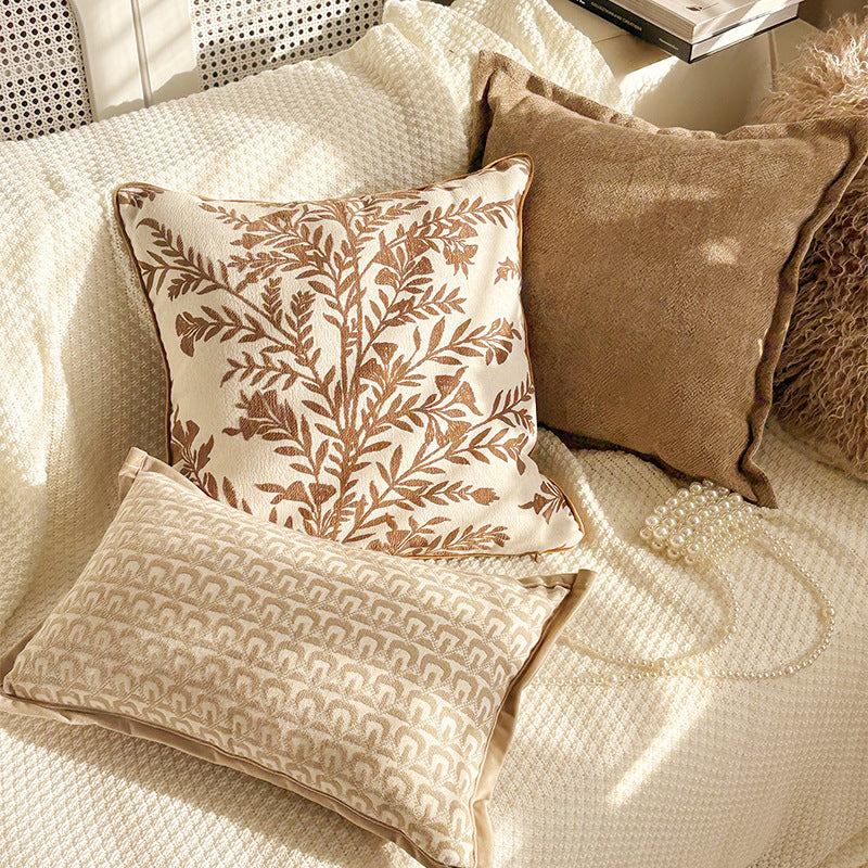 Warm Neutral Decorative Pillow Covers, Leaf, Butterfly and Textured Designs for Cozy Sofas, Bedrooms and Reading Corners