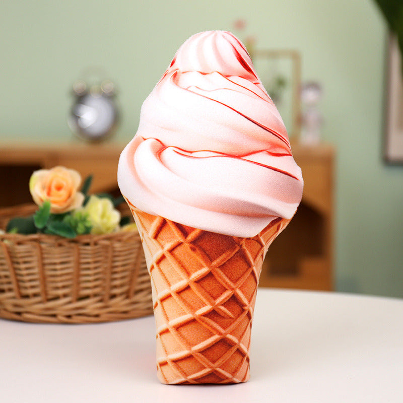 Whimsical Ice Cream Cone Plush Toy, 22 or 30 cm Soft Dessert Cushion in Colorful Swirl, Cherry, Matcha and Chocolate Styles