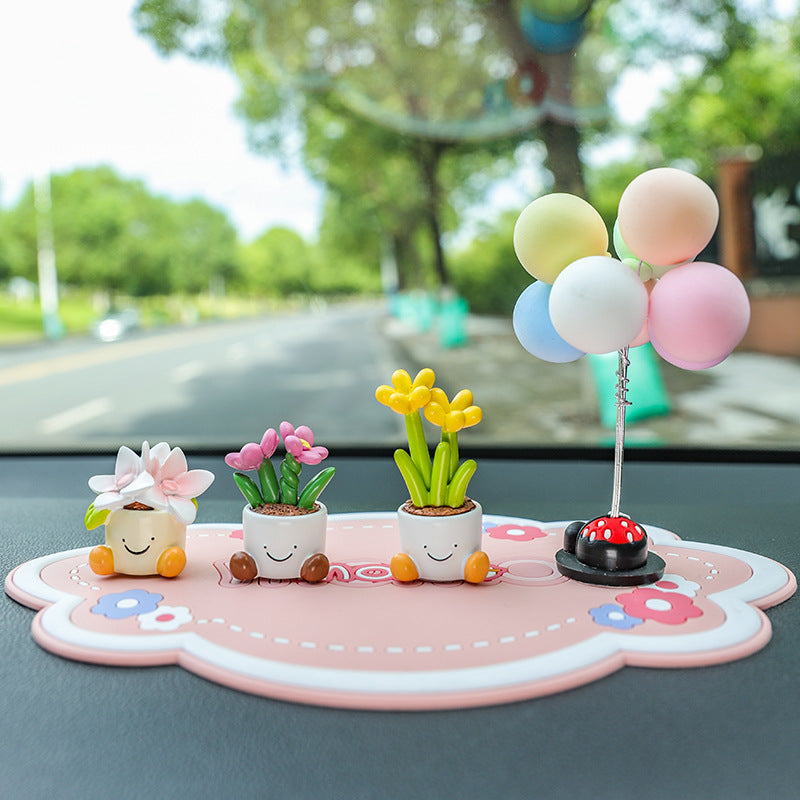 Mini Flower Pot Car Accents, Whimsical Resin Gardenia, Lily of the Valley, Daffodil, Freesia or Heart Planter Figurine for Dashboards and Desks