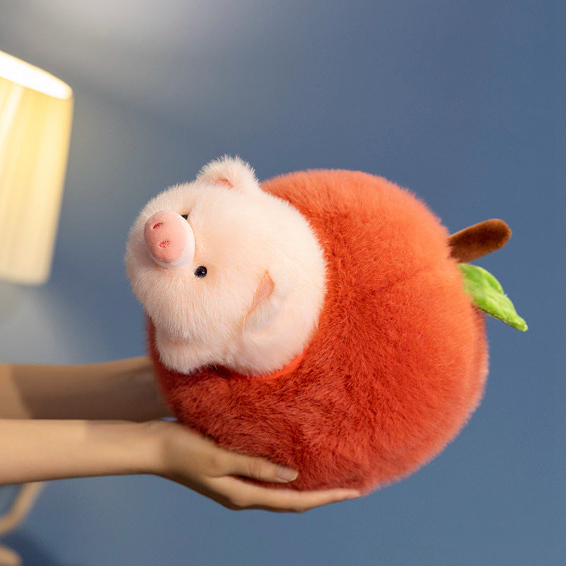 Apple Pig Plush Toy, 30 cm Round Fruit Costume Animal Friend for Cozy Rooms and Thoughtful Gifts
