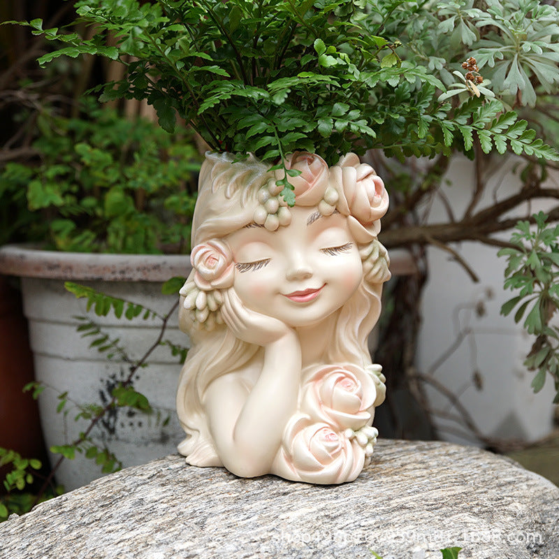Resin Fairy Flower Pot - Decorative Indoor/Outdoor Planter for Home Garden Balcony Decor