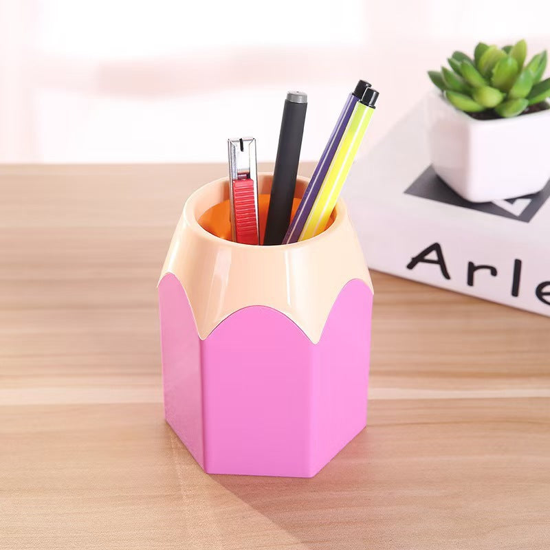 Colorful Pencil-Tip Pen Holder, Playful Desktop Pencil Cup in Pink, Blue, Purple, Green or Red for Creative Workspaces