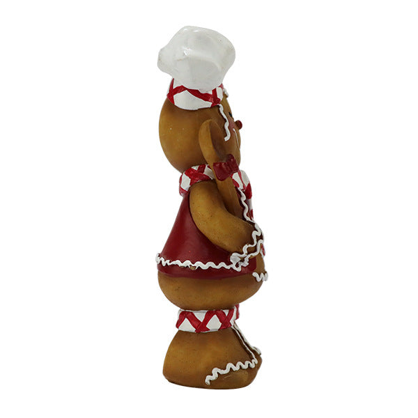 Gingerbread Chef Christmas Figurine, Festive Mini Tabletop Ornament for Desks, Shelves and Holiday Gifts