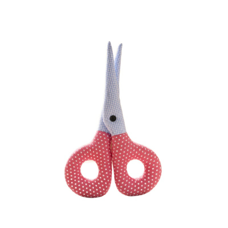 Playful Scissors Plush Bag Charm, 10 cm Soft Scissor-Shaped Keychain in Pink, Purple Gingham, Rose Pink or Red